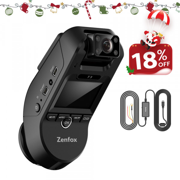 Zenfox T3 2ch 2 Channel Dash Cam For Front And Rear Recording